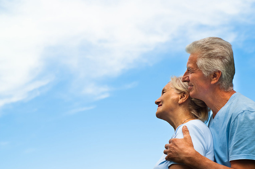 couple looking at sky