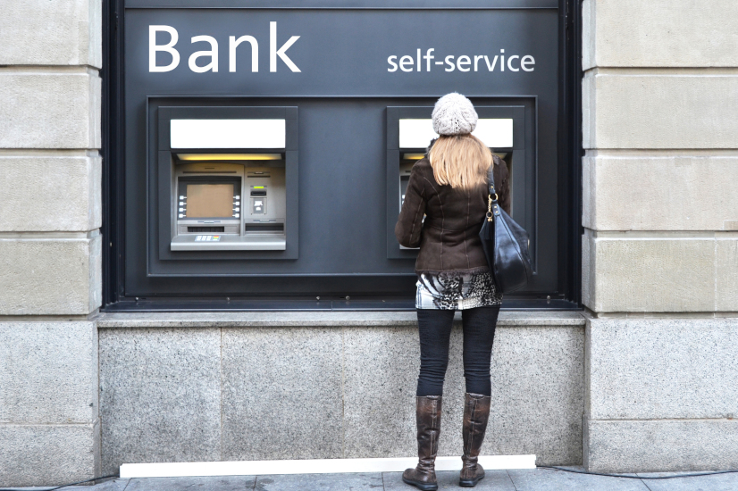 Girl withdrawing money