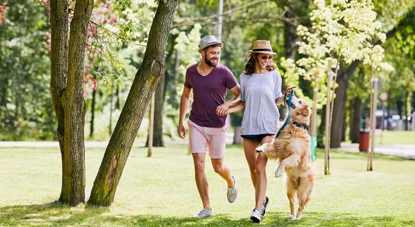 Couple with dog
