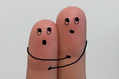 finger cartoons holding each other